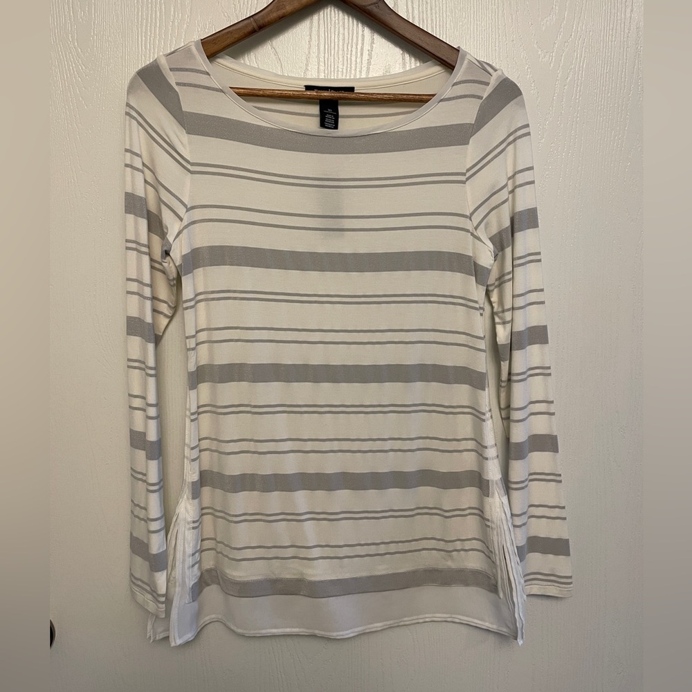 WHBM LS Stripe Shimmer Tee